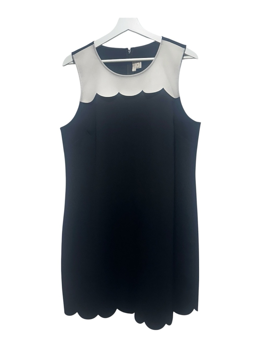 J. Crew Black and White Scalloped Mini Dress size 14 - Picture 2 of 10